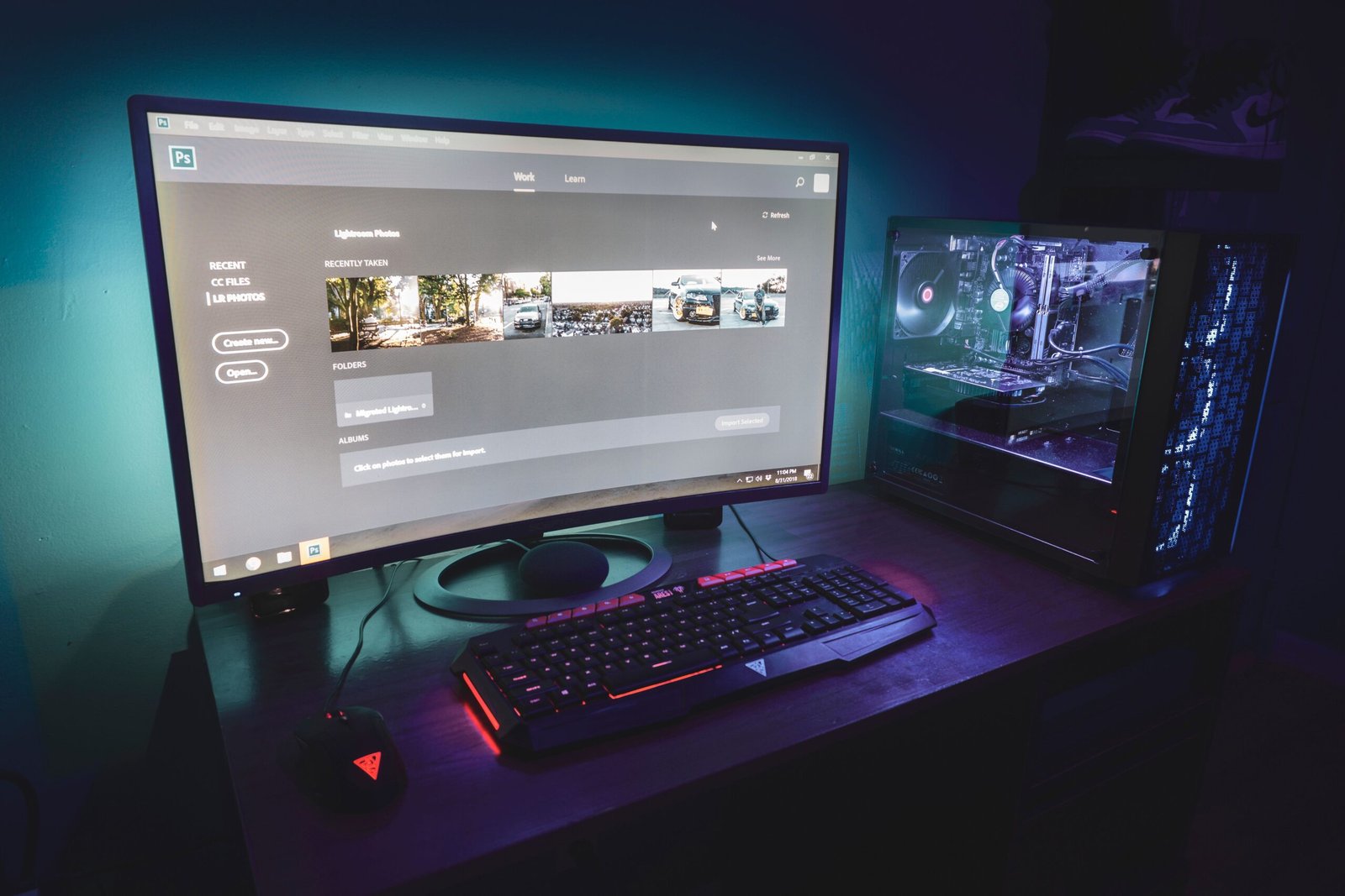 Gaming monitor on desk (stock photo, illustrative)
