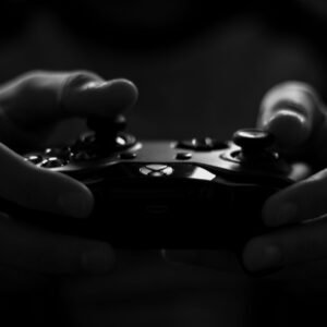 Black gaming console (stock photo, illustrative)