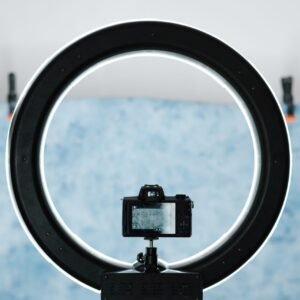 LED ring light in studio