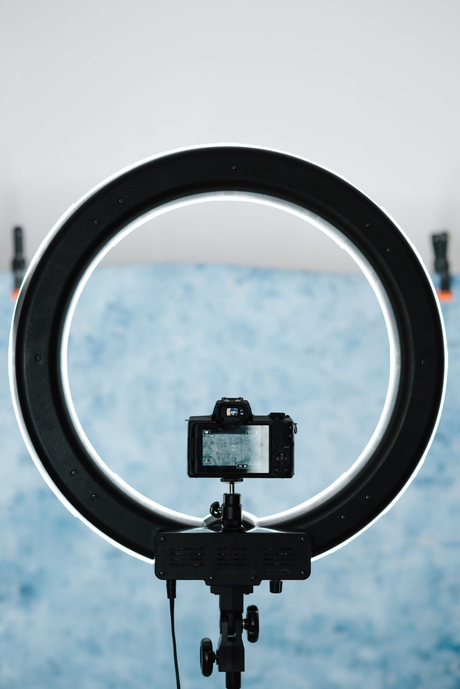 LED ring light in studio