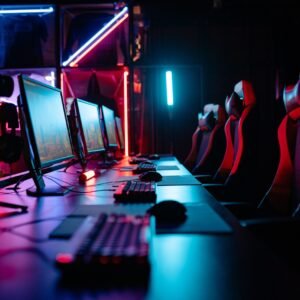 Gaming chairs at a gaming setup (stock photo, illustrative)